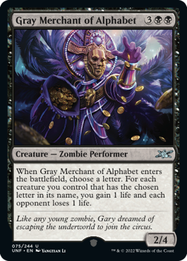 Gray Merchant of Alphabet - Unfinity Spoiler