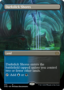 Darkslick-Shores-(Variant)---Phyrexia-All-Will-One-Spoiler