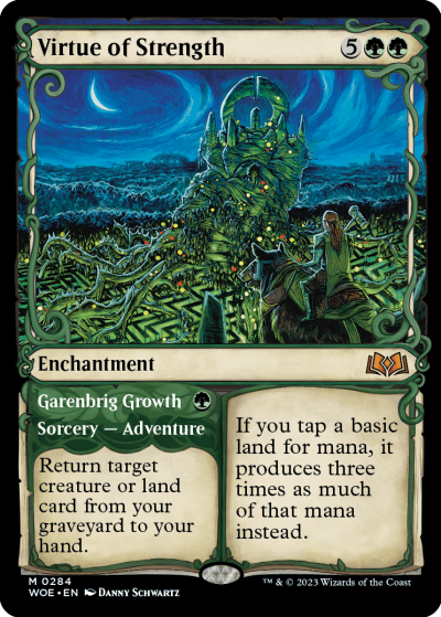 Virtue of Strength (Variant) - Wilds of Eldraine Spoiler